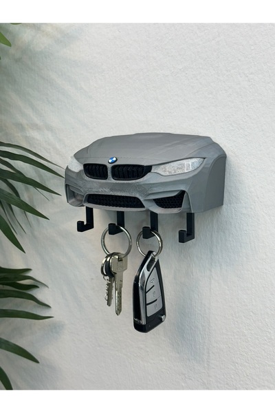 Butik 3D Printing Decorative Bmw M3 F30 Grey Color Keychain with Front Model Design