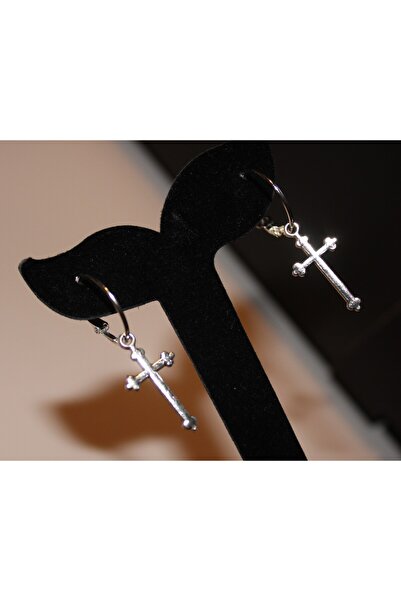 Mournbelle Gotik / Y2K Haç Charmlı Halka Küpe