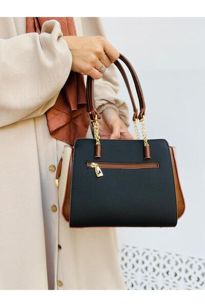 Çanta Trend Miami Polo Mink Miami 4-Compartment Chain Detailed Long Crossbody Strap & Handbag (25X20 cm)