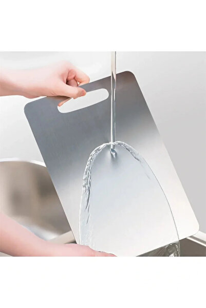 Go İthalat Stainless Steel Cutting Board 24X15 cm Kitchen Vegetable Meat Cutt...