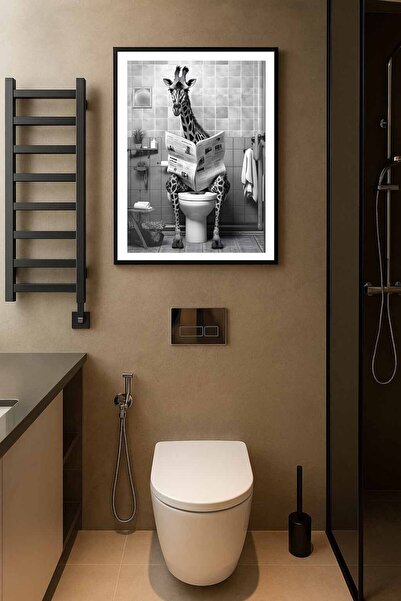 Koi Art Design Siyah Çerçeveli Tek Parça Hayvanlar Temalı Yüksek Kalite UV Basklı Tablo