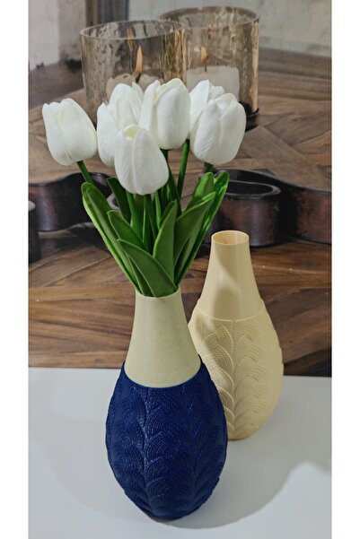 END Design Decorative Vase with Knitted Pattern – 2 Colors, 20cm High Modern Design