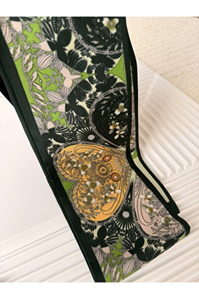 AKSESUARIM Colorful, Stylish, Designed, Rectangular Satin Scarf (the Size Is 15Cmx150Cm)