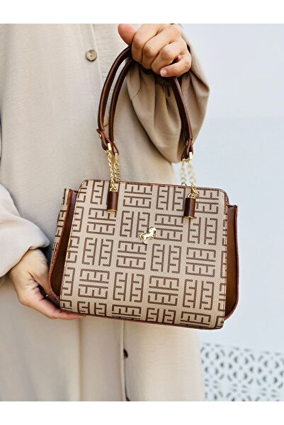 Çanta Trend Women's Polo 4 Compartment Chain Detailed Long Crossbody Strap & Handbag (23X19 cm)