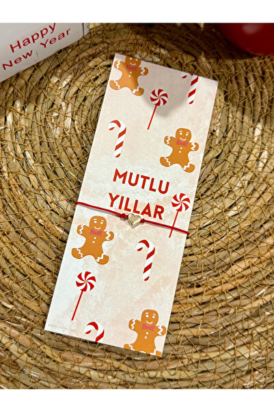 FIERA JEWELRY New Year Card Heart Detail Red Thread Adjustable Bracelet