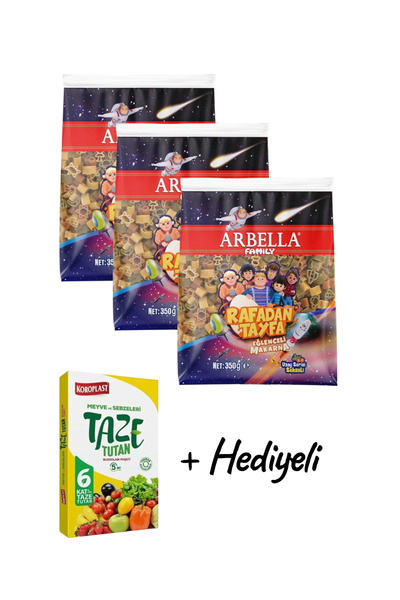 KMS HOME Arbella Rafadan Tayfa Sebzeli Makarna Eğlenceli Makarna 350 gr X 3 Adet