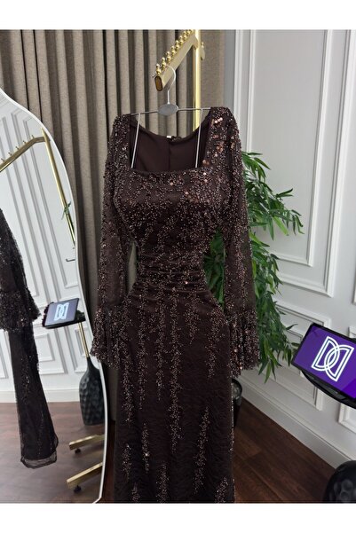 My first response Evening dress with lace, beaded embroidery