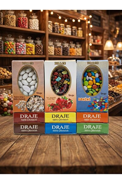Perakende 6'lı Karışık Draje ve Çikolata Seti - Badem Şekeri, Çakıl Taşı,karm...