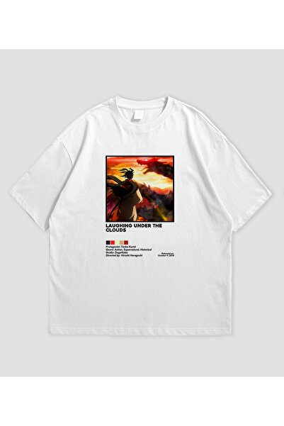 SVART WEAR Râzând sub norii Anime cu imprimeu supradimensionat Unisex tricou