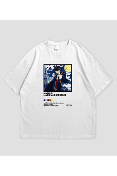 SVART WEAR Mashle Anime cu imprimeu supradimensionat Unisex tricou