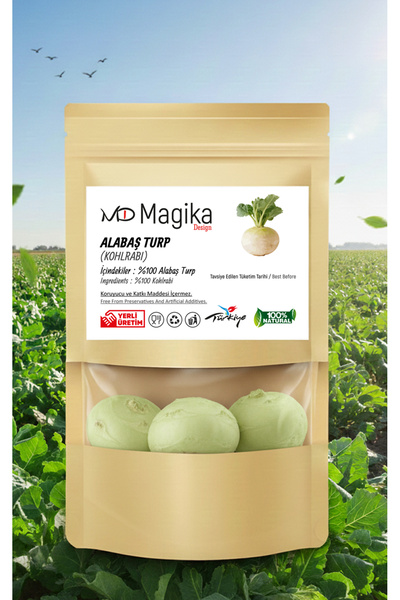 Magika Design Alabaş Turp - Yer Lahanası - Kolorabi - 1 KG - Taze Hasat - %100 Doğal, %100 Taze, %100 Yerli