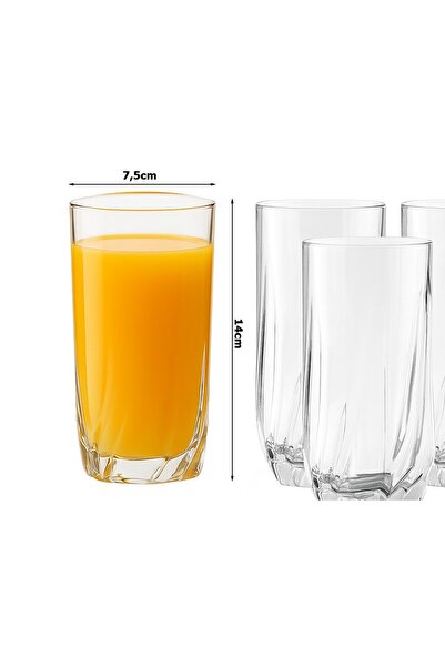 KESNUP Set of 6 glass glasses for soft drinks, 340 ml, height 14 cm, diameter 7.5 cm, Transparent