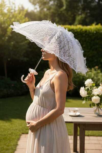 Şeker Tadında Tasarımlar Beyaz Dantelli Vintage Şık Kadın Şemsiye - Romantik ...