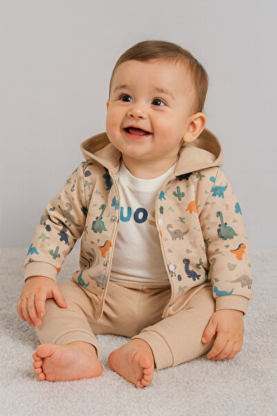 bebekyol طقم أطفال من 3 قطع بنقشة دينو من هاي