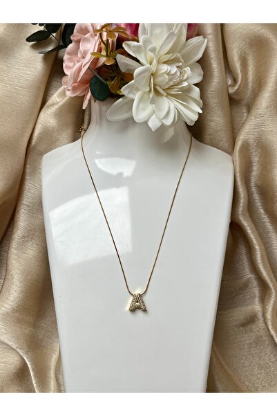 KOLYECHİ Zirkon Taşlı İnce Zincirli 'A' Harfli Kolye | Gold Rengi | Pırlanta ...