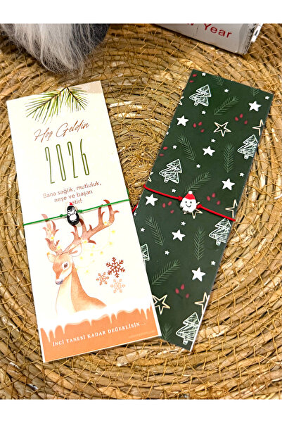 FIERA JEWELRY New Year Card Penguin & Santa Claus 2-Piece Rope Adjustable Bracelet