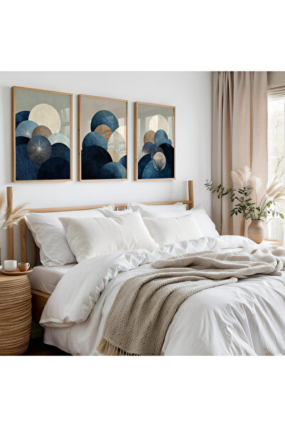 woodhomeworks Wooden Framed 3 Piece Abstract Painting Abstract Model