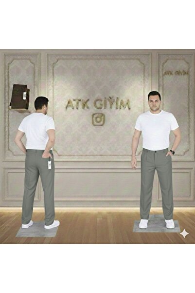 ATKGİYİM Baggy Linen Trend Men's Relaxed Fit Fabric Trousers Regular Fit Plea...
