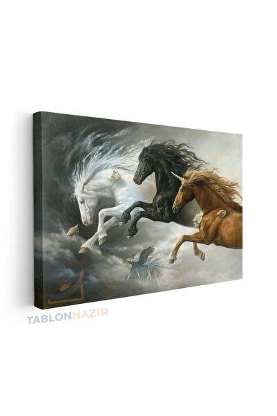 tablonhazır Yatay Kanvas Duvar Tablosu 3At Salon Tablosu Ofis Tablosu Yeni Ev...