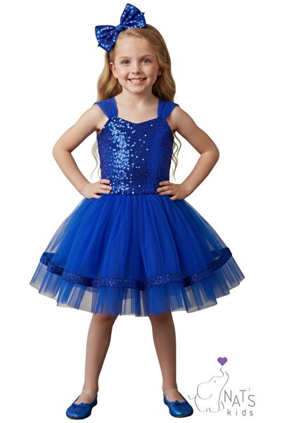 NATS KİDS Mavi Tütü Tarz Kız Çocuk Elbise