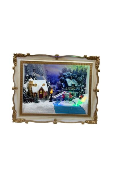 OMG Christmas decoration frame with winter landscape, music and movement, 24.5x10.5x20 cm