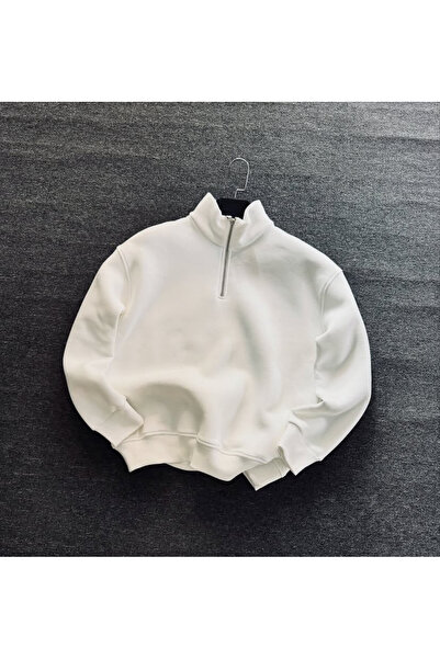 THANBUTİK سترة رياضية من الصوف بثلاثة خيوط ونصف سحاب