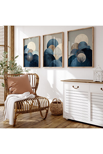 woodhomeworks Wooden Framed 3 Piece Abstract Painting Abstract Model