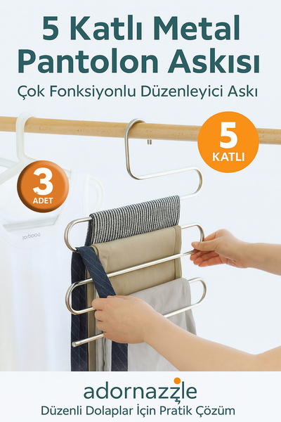 adornazzle 3 komada 5-slojne metalne vešalica za pantalone, organizator za or...