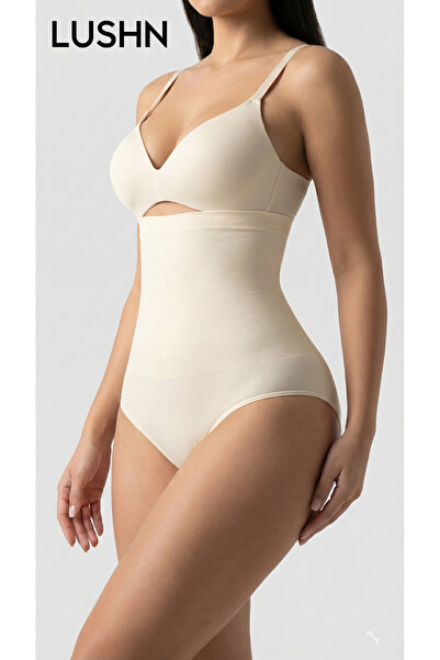 LUSHN مشد نسائي عالي الخصر – مقاس واحد، يساعد على التنحيف، مع شريط سيليكون، و...