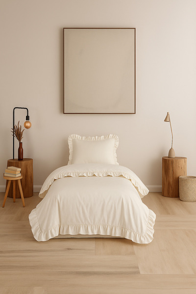 Naturel Collection Μονό σεντόνι με βολάν που πλένεται, 100% βαμβάκι