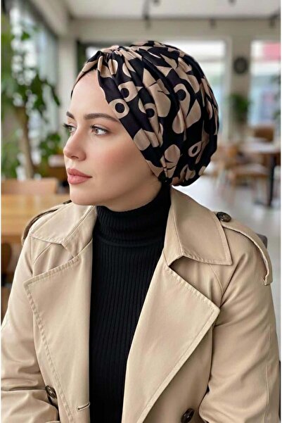 Aişe tesettür Mavi Tonlamalı Desenli Tokalı Bone