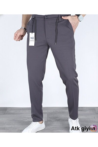 ATKGİYİM Men's Regular Fit Fabric Trousers Buttoned Flexible Waist Lace-Up Ca...