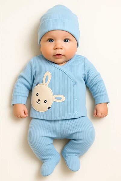 Superbaby Set Nana 3 piese bebelusi – bluza, pantaloni si caciulita din bumba...