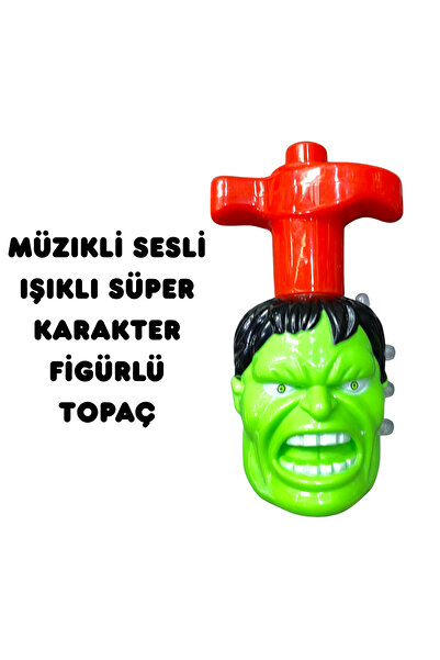 Magicway Müzikli Sesli Işıklı Süper Karakter Figürlü Topaç Oyuncak Kurmalı Fırdöndü Eğlenceli Haylaz Topaç