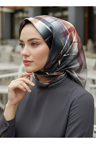 Picasso وشاح كريستالي رمادي بمظهر حريري – تصميم أنيق من التويل 90×90