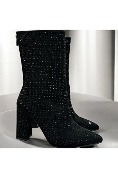 runa shoes taşlı kalın topuk bot