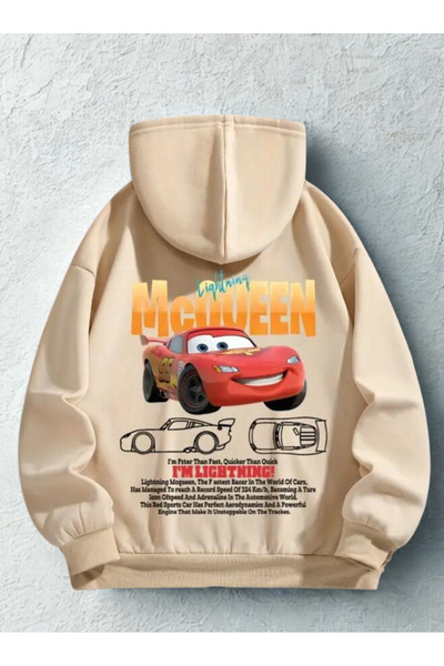 Baxia Girl-Boy Mcqueen Sally Printed Hoodie Gray Black Beige Pink Black White...