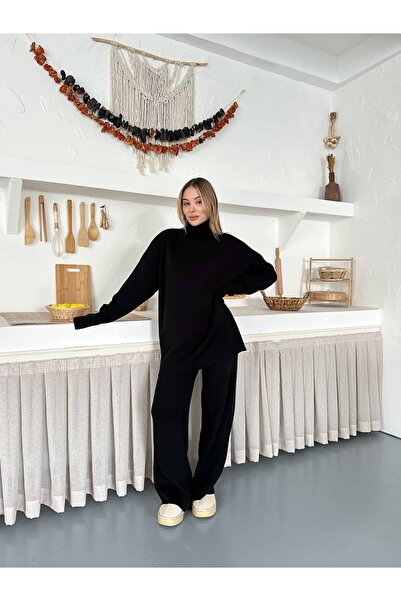 REDMİNA fashion طقم تريكو أساسي ذو ياقة عالية