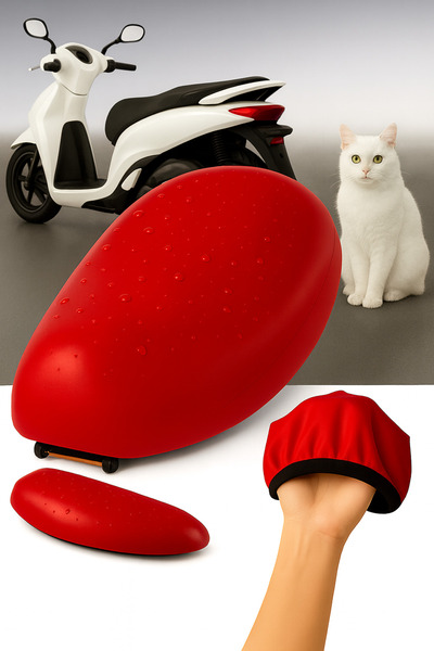 lawrenceshop Vespa ET 4 RED Кожен калъф за седалка на мотоциклет - Водоустойчив