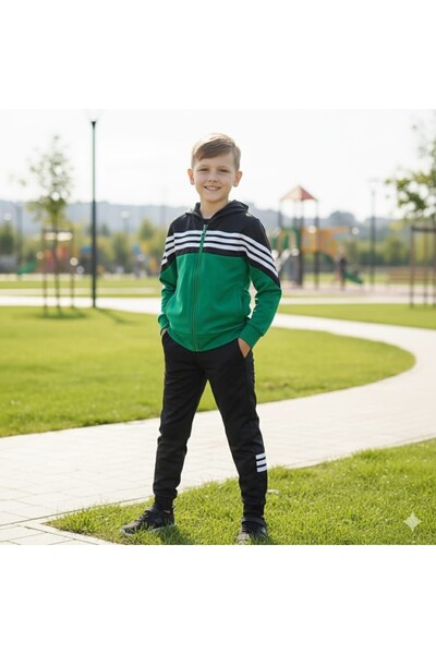 esmacamoda Eşpfman Takimi Erkek Çocuk Si̇yah Yeşi̇l Renk