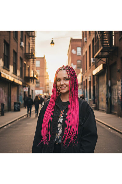 Marsilyan Afrika Örgüsü Ve Rasta İçin Sentetik Saç - Neon Pembe İEG-PRK654