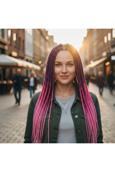 Genel Markalar Afrika Örgüsü Ve Rasta İçin Sentetik Ombreli Saç - Koyu Pembe ...