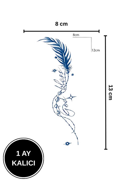 shop 1 Ay Kalıcı Tüy ve Yazı Detaylı Geçici Dövme 8x13 cm Tattoo