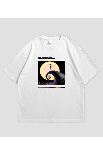 SVART WEAR Tim Burton's Nightmare before Christmas Movie Printed Oversized Unisex T-Shirt