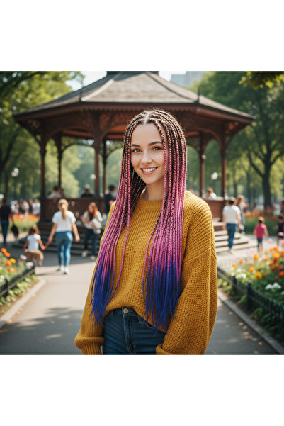 Marsilyan Afrika Örgüsü Ve Rasta İçin Sentetik Ombreli Saç - Platin / Lila / ...