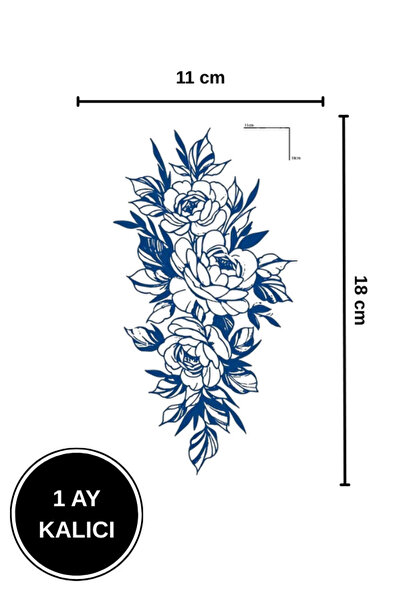 shop 1 Ay Kalıcı Büyük Boy Çiçek Demeti Geçici Dövme Kol/Omuz Tattoo 11x18 cm