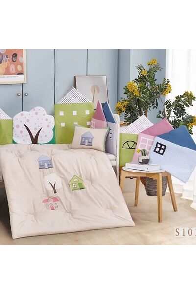 Reiashn House baby bedding set with summer dividers, beige