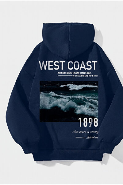 CLASSY.MODA 3 fire cu glugă swea tricou , buzunar cangur, model ondulat „West...