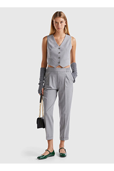 Benetton United Colors of Gri Kadın Normal Pantolon 4962DF079