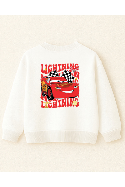 fasardi Cars Cars Lightning Mcqueen Front Rear Printed Oversized Without Shield Long Sleeve Unisex Children's Sweatshirt